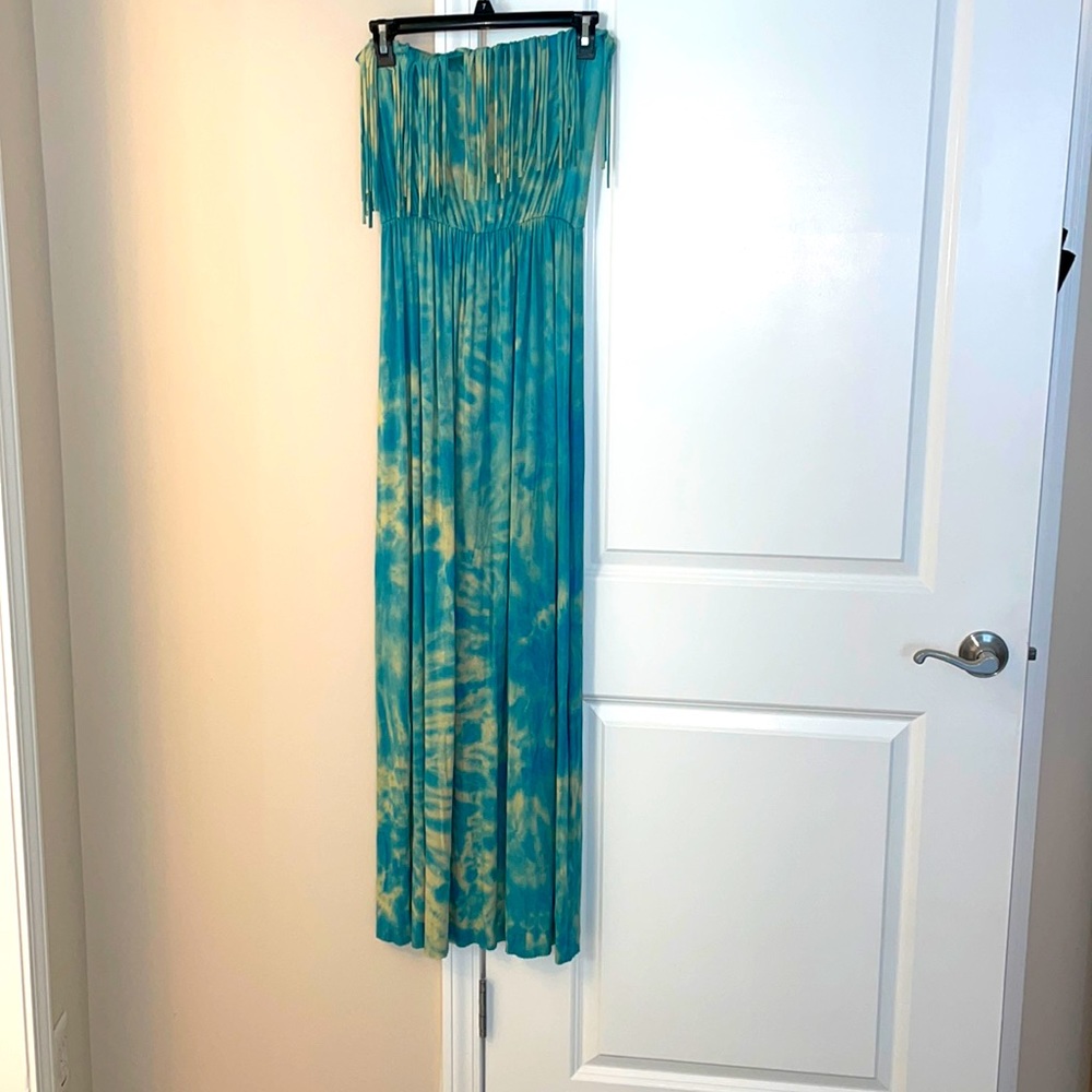 Tie-dye fringe maxi dress